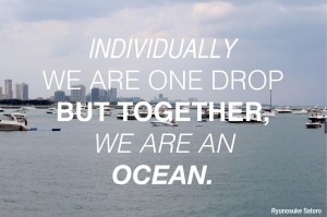 There is strength in numbers. Individually we are one drop but together we are an ocean